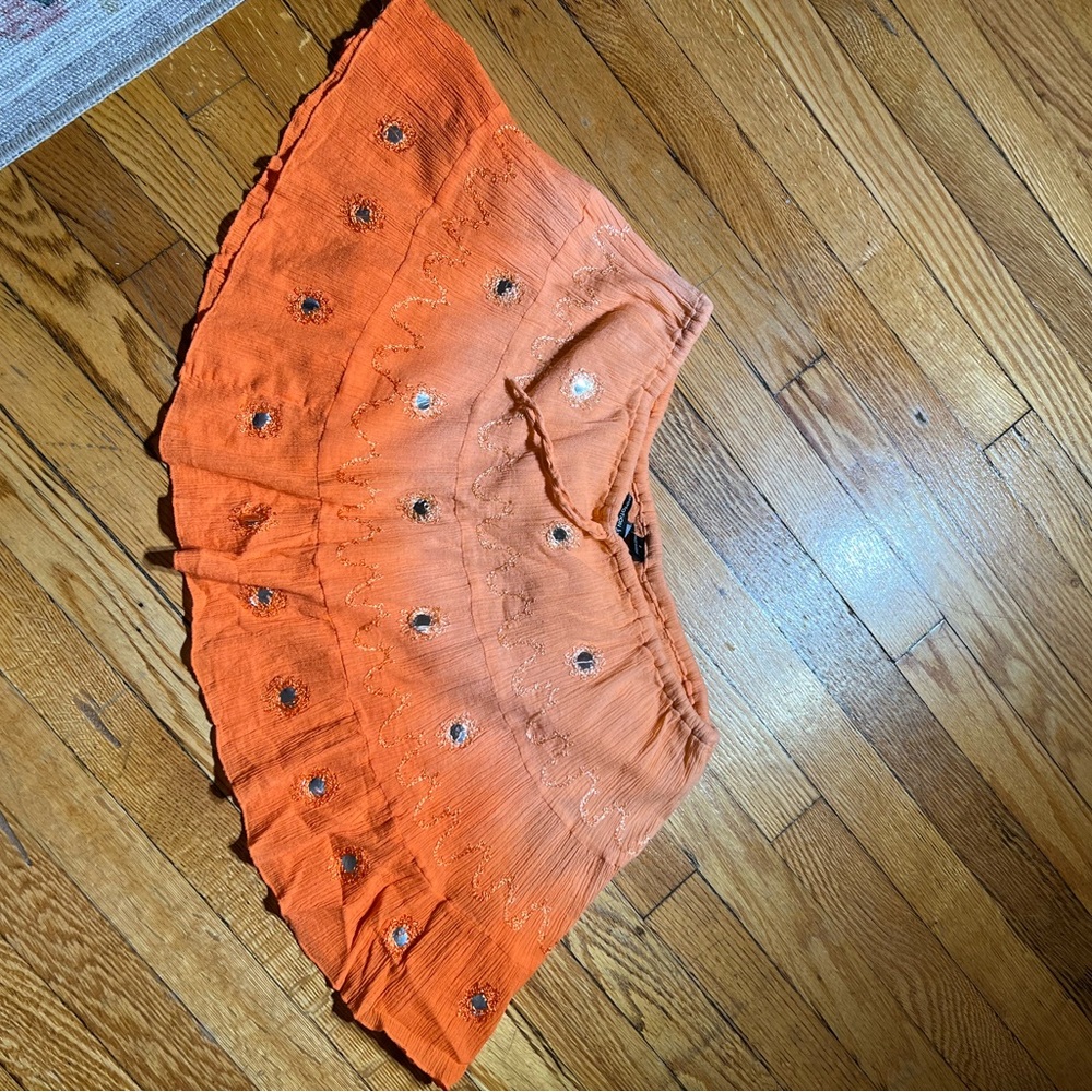Orange‎ Low Rise Embroidered Women's Skirt